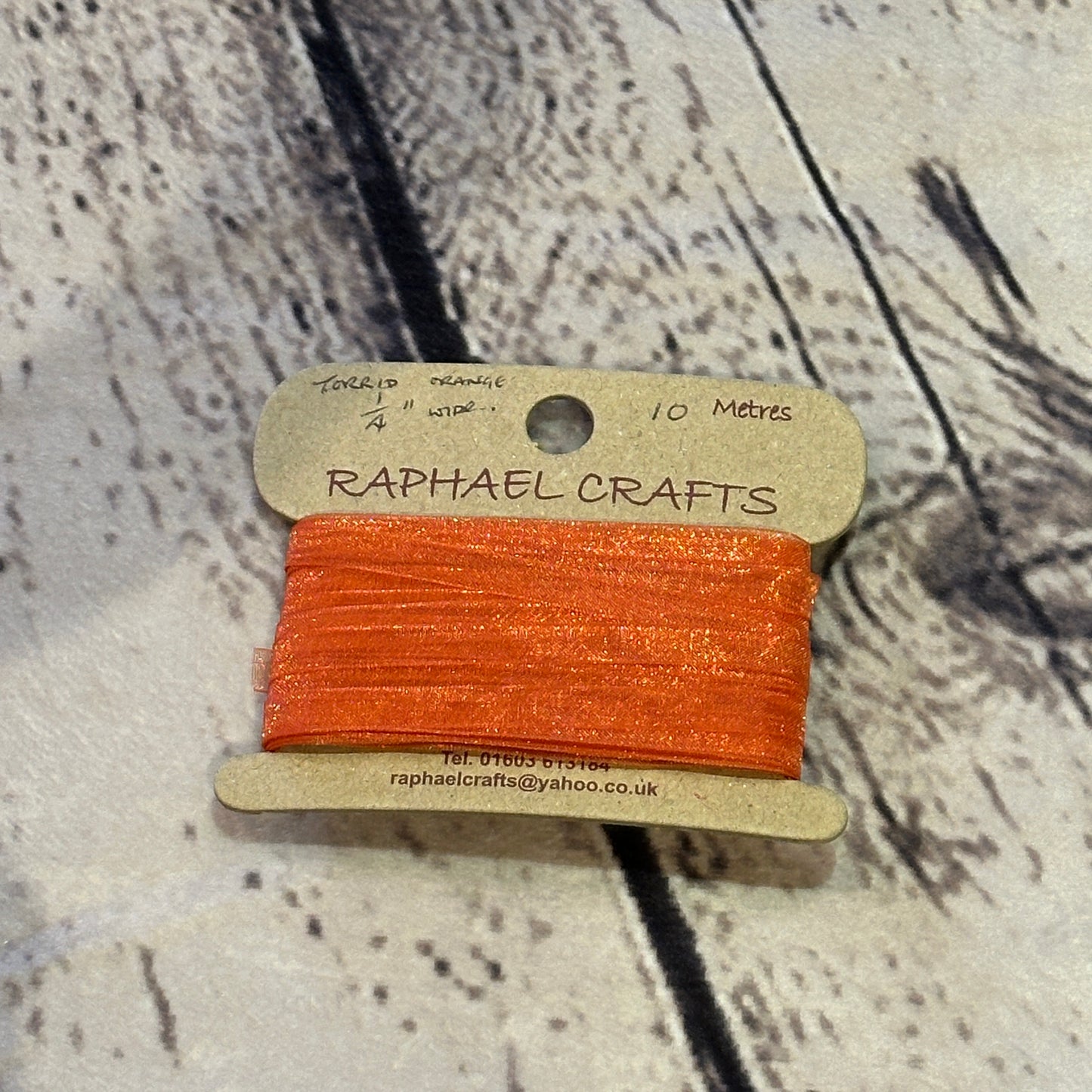 Organza Torrid Orange Pattern 1/4 Inch Wide Ribbon 10 Meters
