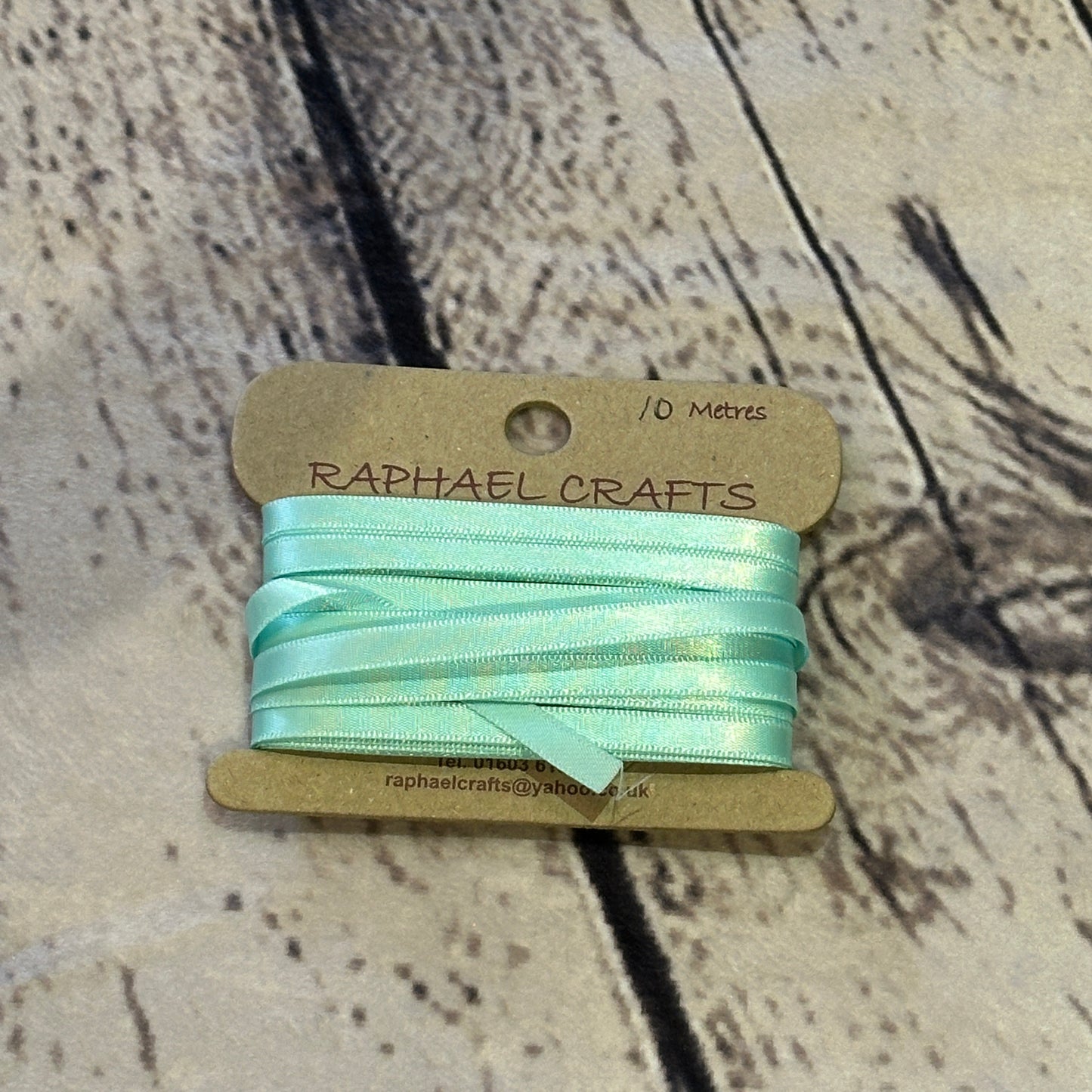 Single Faced Aqua Satin Pattern 1/4 Inch Wide Ribbon 10 Meters