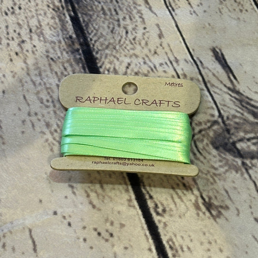 Single Faced Mint Satin Pattern 1/4 Inch Wide Ribbon 10 Meters