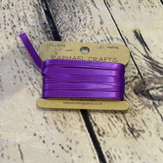 Double Faced Purple Satin Pattern 1/4 Inch Wide Ribbon 10 Meters