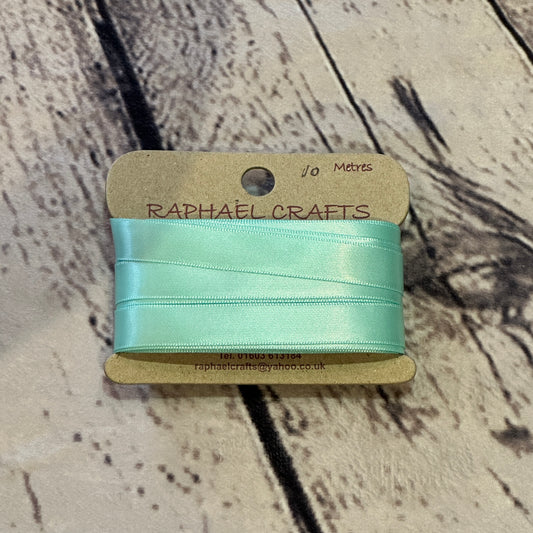 Single Faced Aqua Satin Pattern 1/2 Inch Wide Ribbon 10 Meters