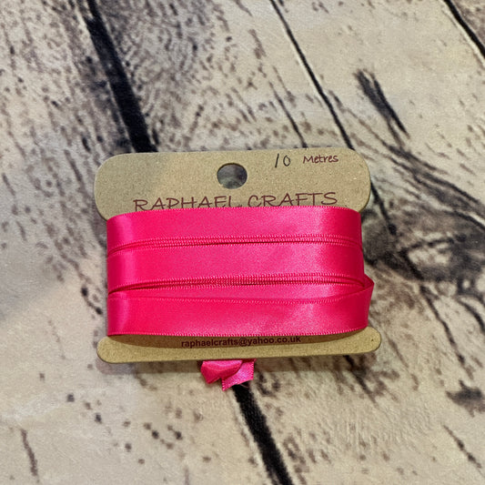 Single Faced Cerise Satin Pattern 1/2 Inch Wide Ribbon 10 Meters