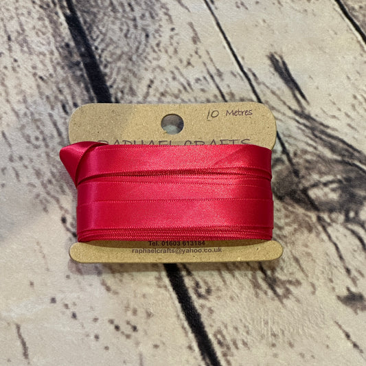 Single Faced Ruby Satin Pattern 1/2 Inch Wide Ribbon 10 Meters