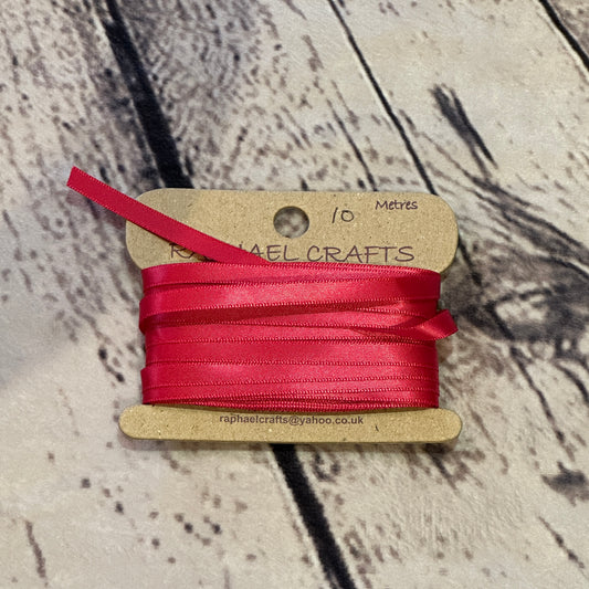 Single Faced Ruby Satin Pattern 1/4 Inch Wide Ribbon 10 Meters