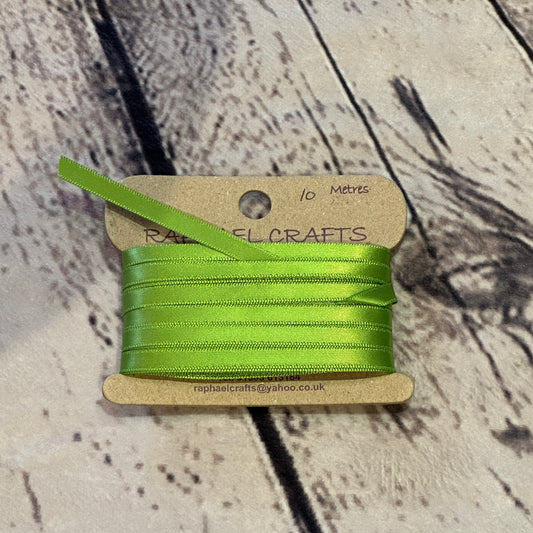 Single Faced Kiwi Satin Pattern 1/4 Inch Wide Ribbon 10 Meters