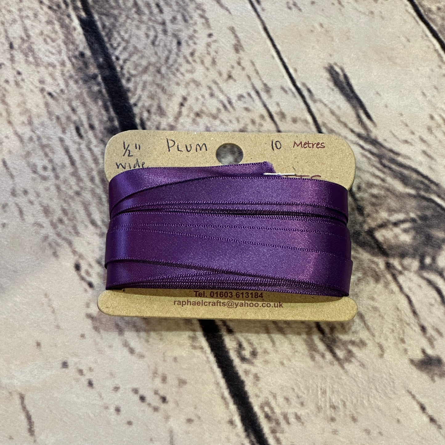 Double Faced Plum Satin Pattern 1/2 Inch Wide Ribbon 10 Meters