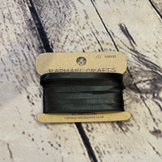 Single Faced Black Satin Pattern 1/4 Inch Wide Ribbon 10 Meters