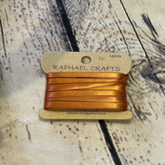 Single Faced Copper Satin Pattern 1/4 Inch Wide Ribbon 10 Meters