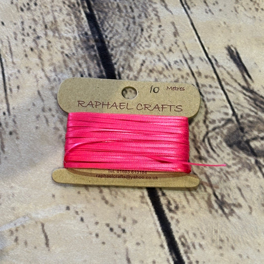 Single Faced Shocking Pink Satin Pattern 1/8 Inch Wide Ribbon 10 Meters