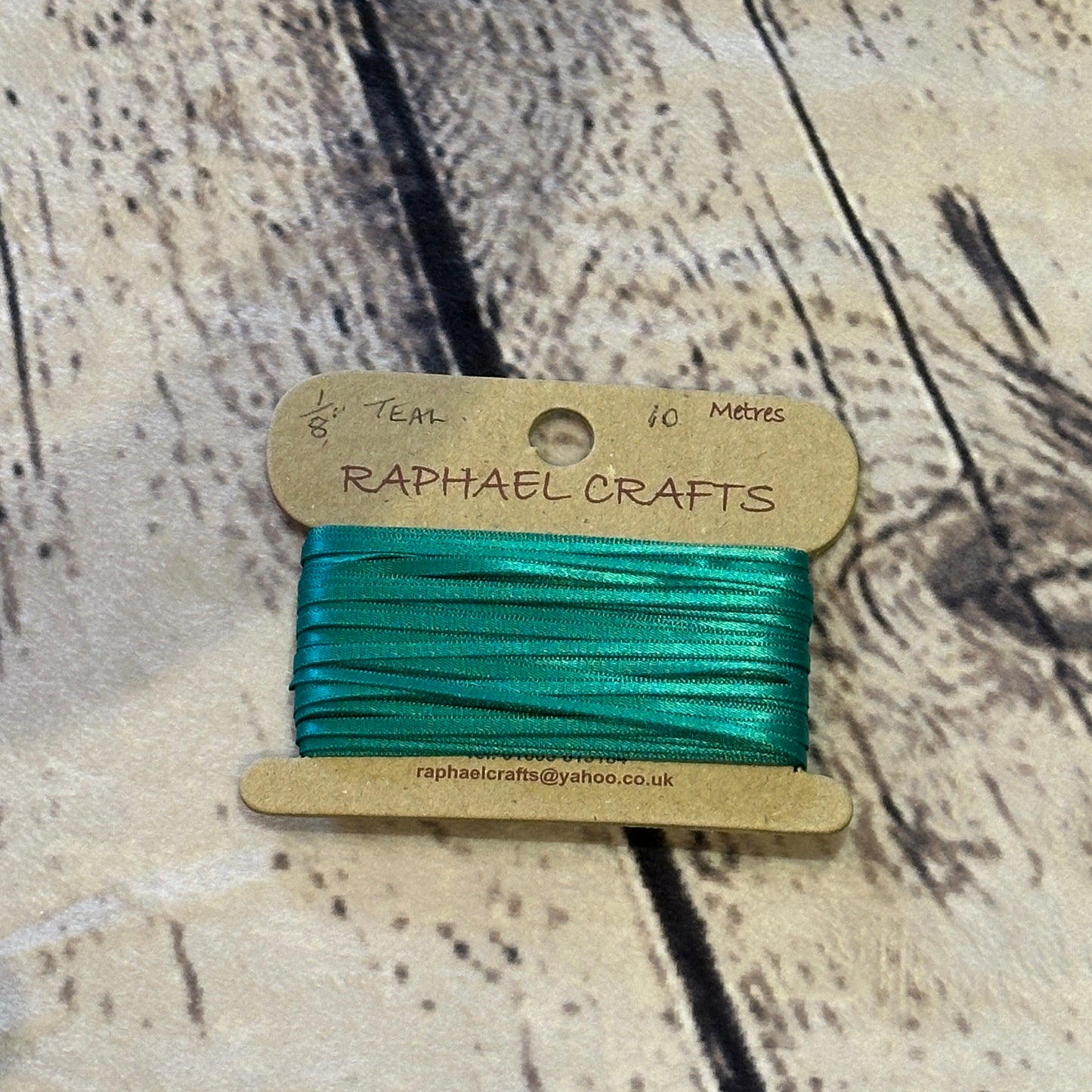 Double Faced Teal Satin Pattern 1/8 Inch Wide Ribbon 10 Meters