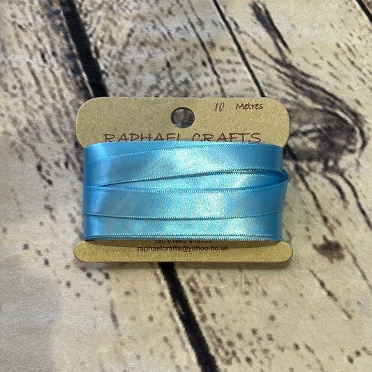 Single Faced Turquoise Satin Pattern 1/2 Inch Wide Ribbon 10 Meters