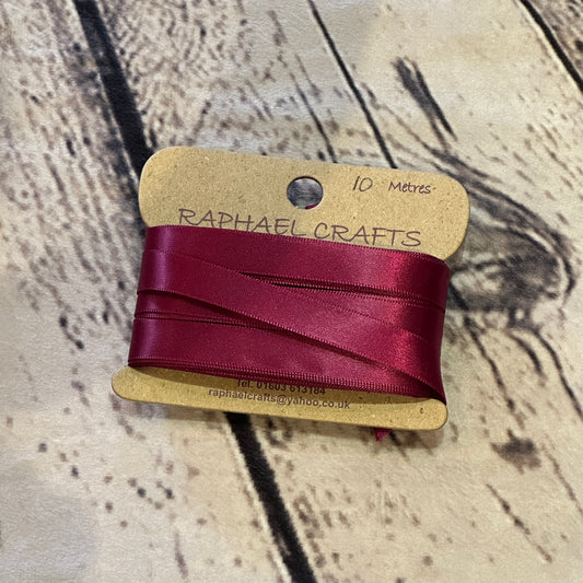 Single Faced Wine Satin Pattern 1/2 Inch Wide Ribbon 10 Meters