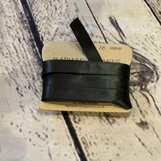 Single Faced Black Satin Pattern 1/2 Inch Wide Ribbon 10 Meters