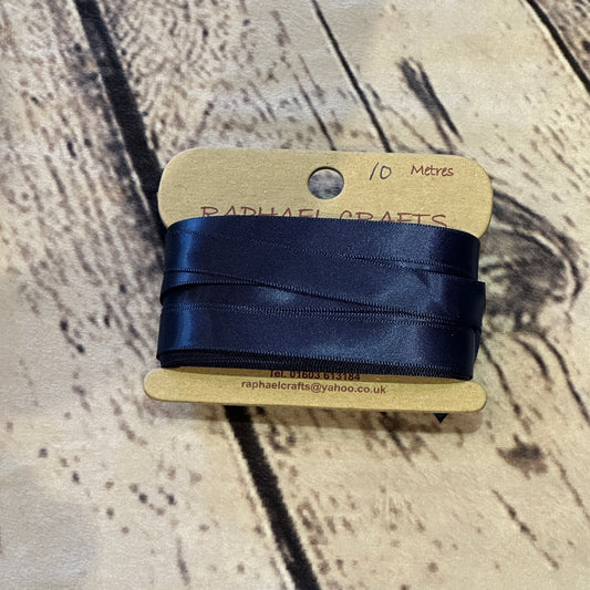 Single Faced Navy Satin Pattern 1/2 Inch Wide Ribbon 10 Meters
