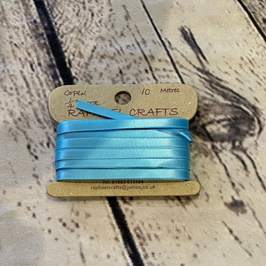 Single Faced Copen Satin Pattern 1/4 Inch Wide Ribbon 10 Meters