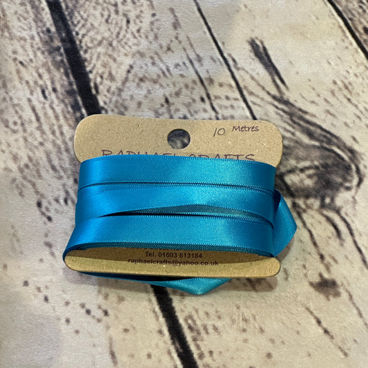 Single Faced Dress Blue Satin Pattern 1/2 Inch Wide Ribbon 10 Meters