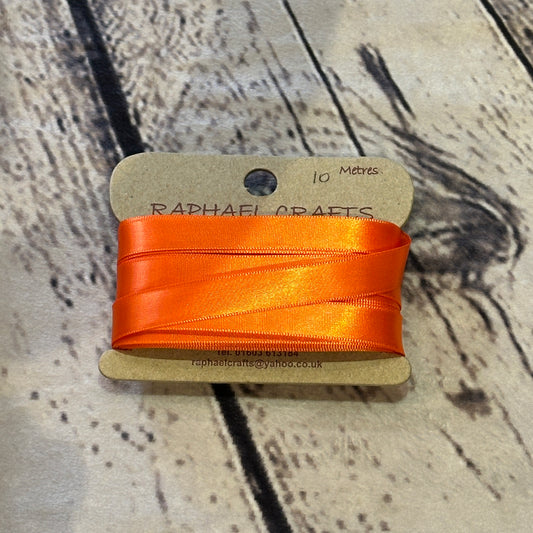 Single Faced Torrid Orange Satin Pattern 1/2 Inch Wide Ribbon 10 Meters