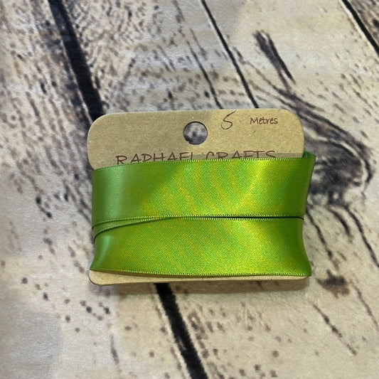 Single Faced Kiwi Satin Pattern 1 Inch Wide Ribbon 5 Meters