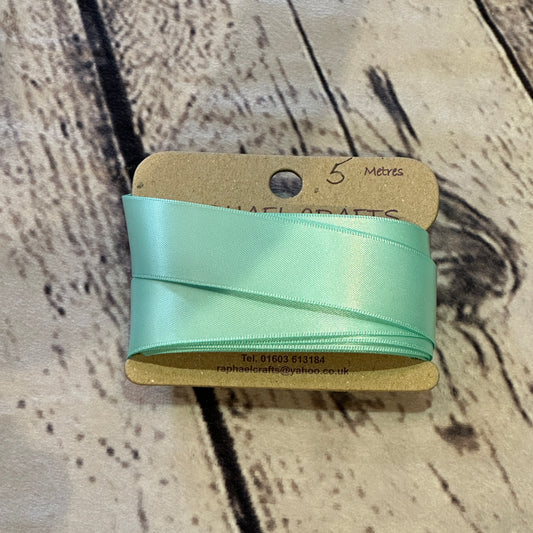 Single Faced Aqua Satin Pattern 1 Inch Wide Ribbon 5 Meters