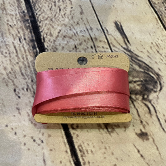 Single Faced Colonial Rose Satin Pattern 1 Inch Wide Ribbon 5 Meters