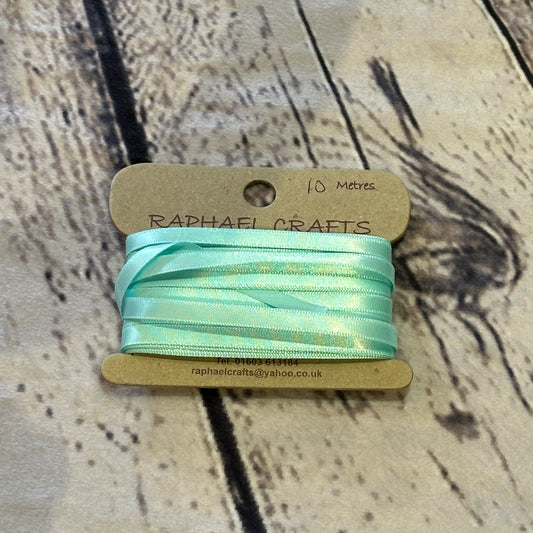 Single Faced Aqua Satin Pattern 1/4 Inch Wide Ribbon 10 Meters