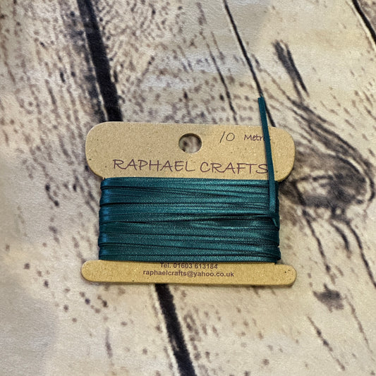 Single Faced Teal Satin Pattern 1/8 Inch Wide Ribbon 10 Meters