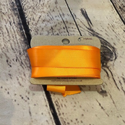 Double Faced Tangerine Orange Satin Pattern 1 Inch Wide Ribbon 5 Meters