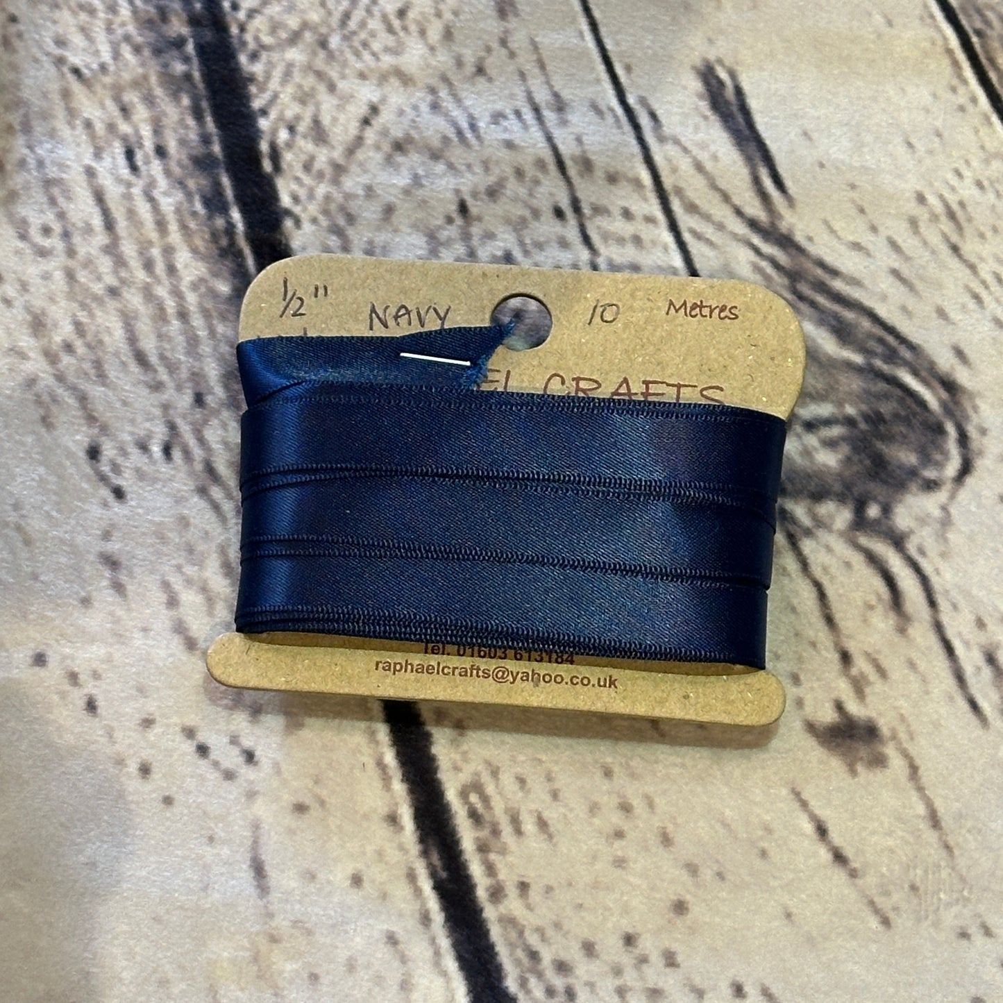 Double Faced Navy Satin Pattern 1/2 Inch Wide Ribbon 10 Meters