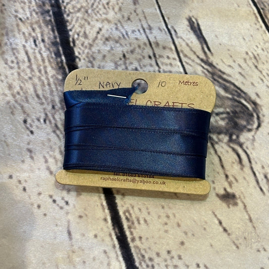 Double Faced Navy Satin Pattern 1/2 Inch Wide Ribbon 10 Meters