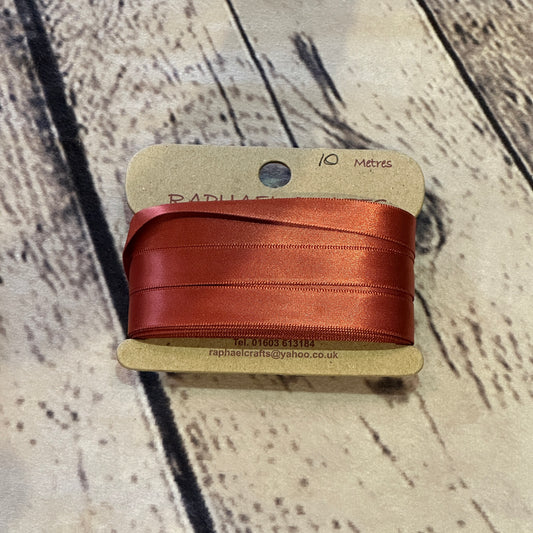 Single Faced Rust Satin Pattern 1/2 Inch Wide Ribbon 10 Meters