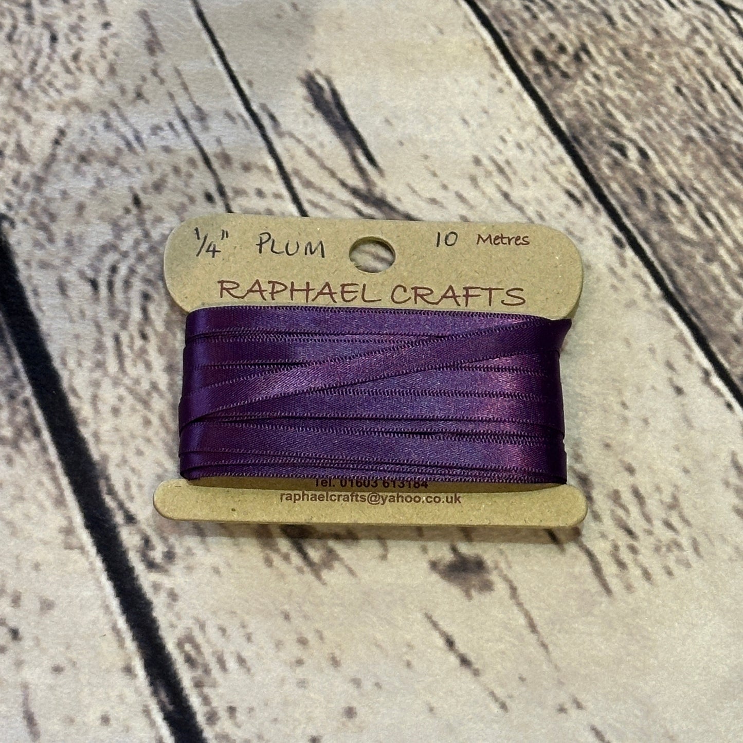 Double Faced Plum Satin Pattern 1/4 Inch Wide Ribbon 10 Meters
