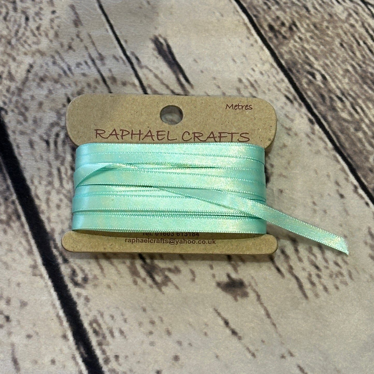 Double Faced Aqua Satin Pattern 1/4 Inch Wide Ribbon 10 Meters