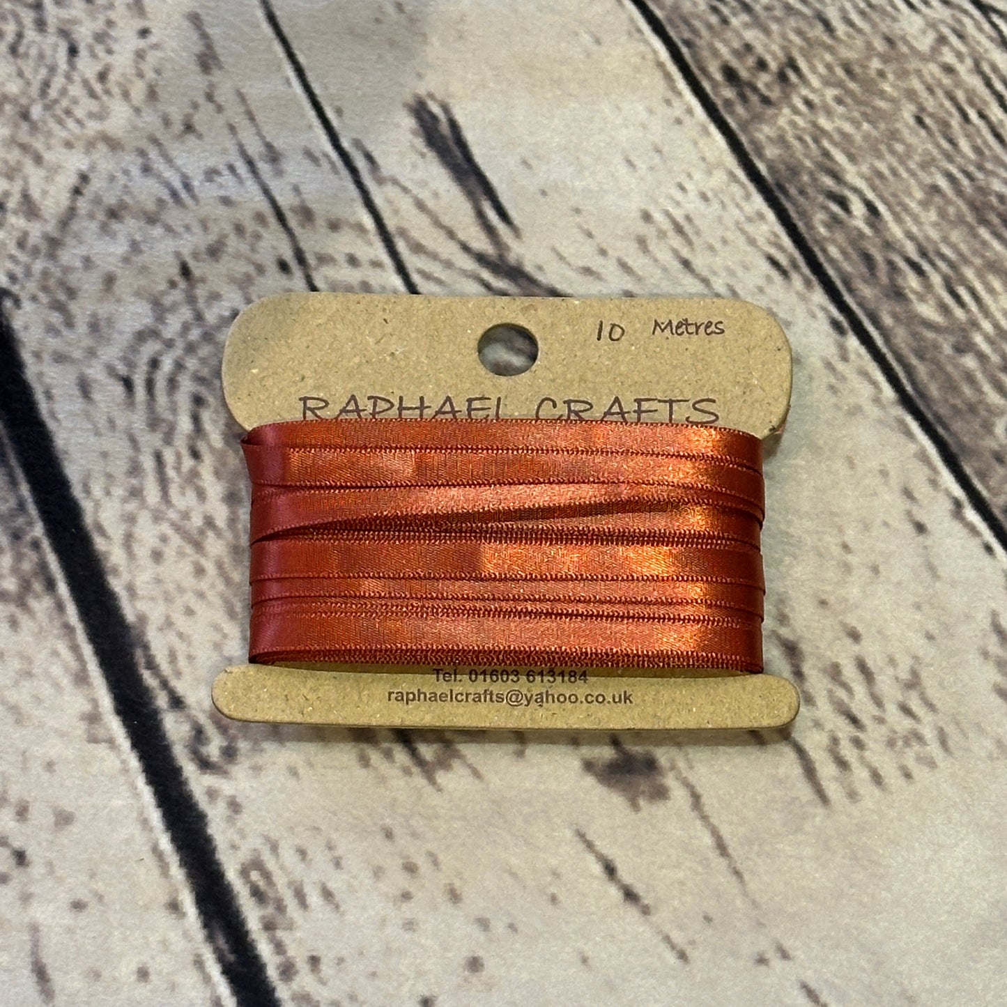 Single Faced Rust Satin Pattern 1/2 Inch Wide Ribbon 10 Meters