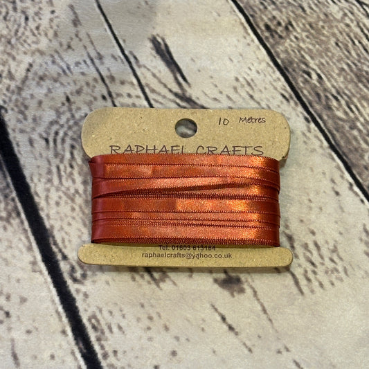 Single Faced Rust Satin Pattern 1/2 Inch Wide Ribbon 10 Meters