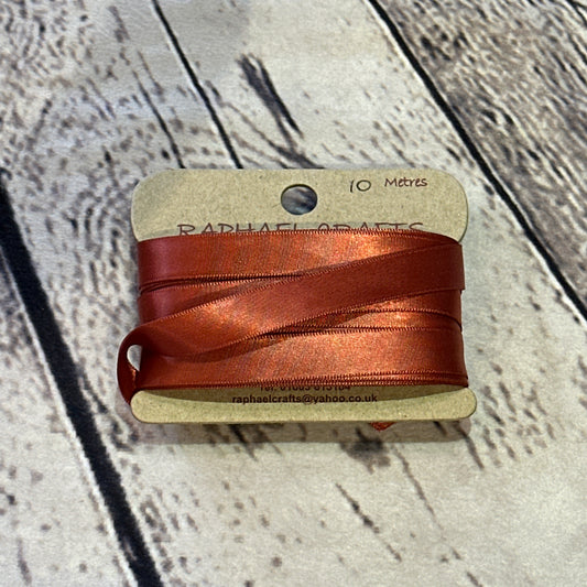 Single Faced Rust Satin Pattern 1/2 Inch Wide Ribbon 10 Meters