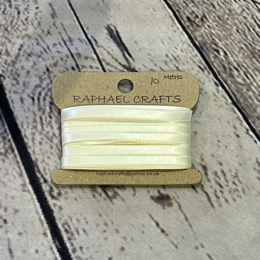 Single Faced Cream Satin Pattern 1/4 Inch Wide Ribbon 10 Meters
