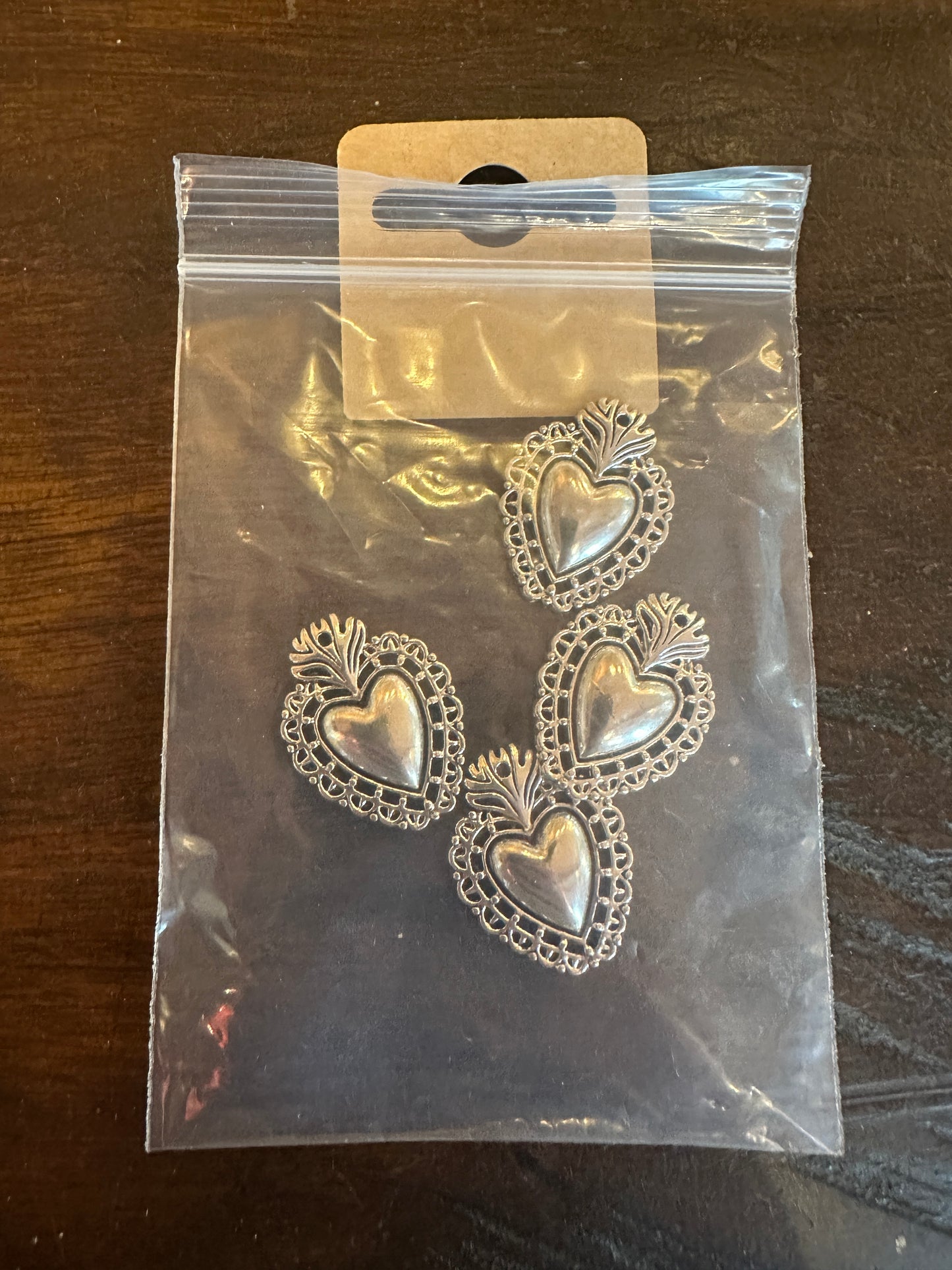 Jewellery Making Small Heart Charms Pack Of 4 Silver Colour