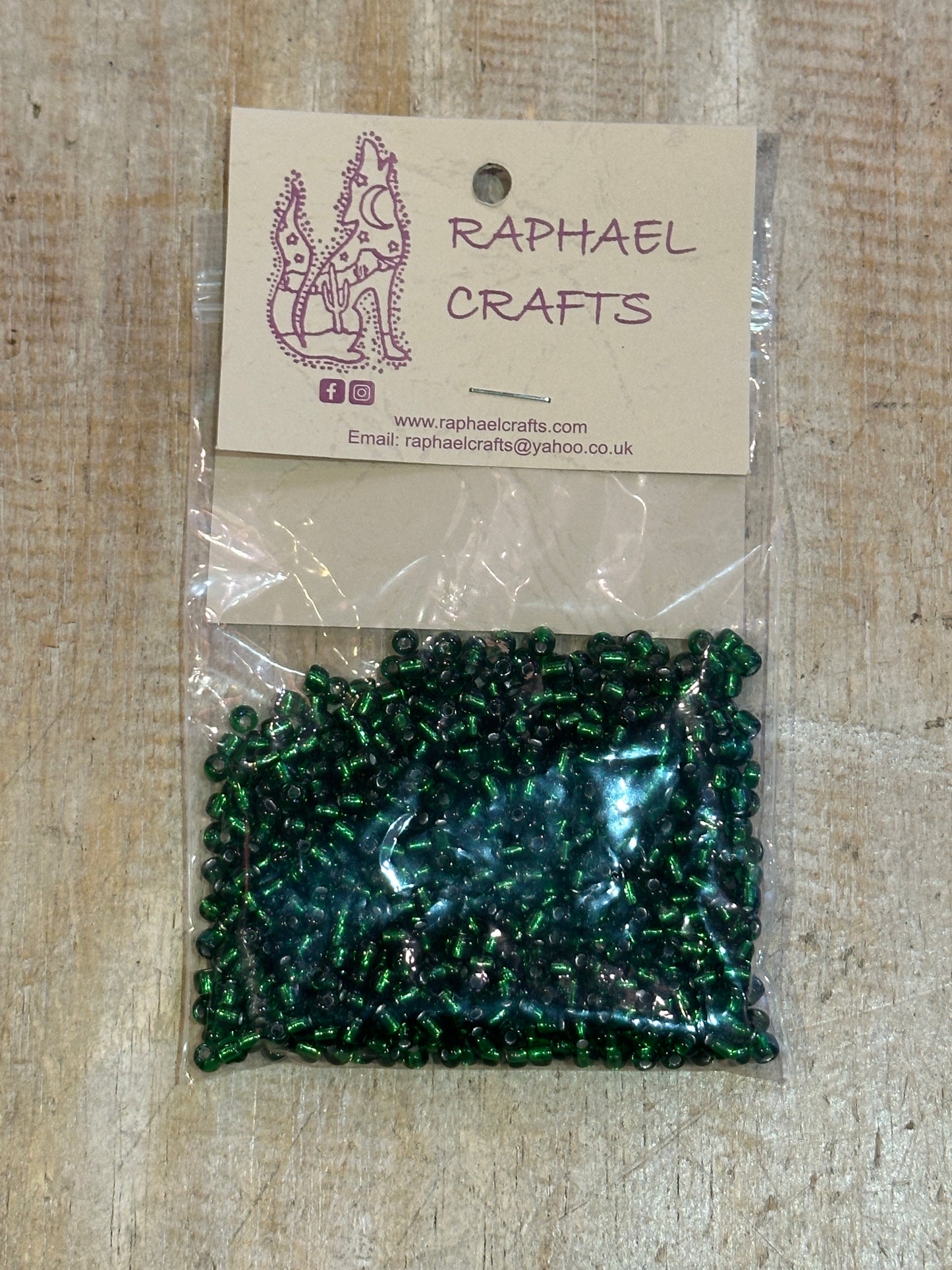 Glass Seed Beads Dark Green Silver Lined Size 6 50g