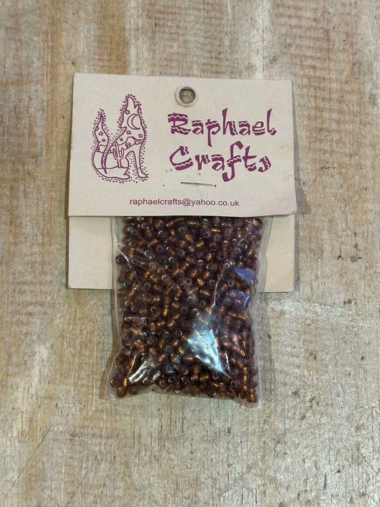 Glass Seed Beads Light Brown Silver Lined Size 6 50g