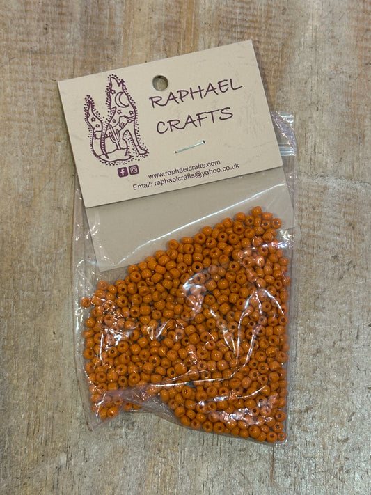 Glass Seed Beads Orange Size 6 50g