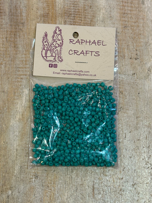 Glass Seed Beads Teal Size 6 50g