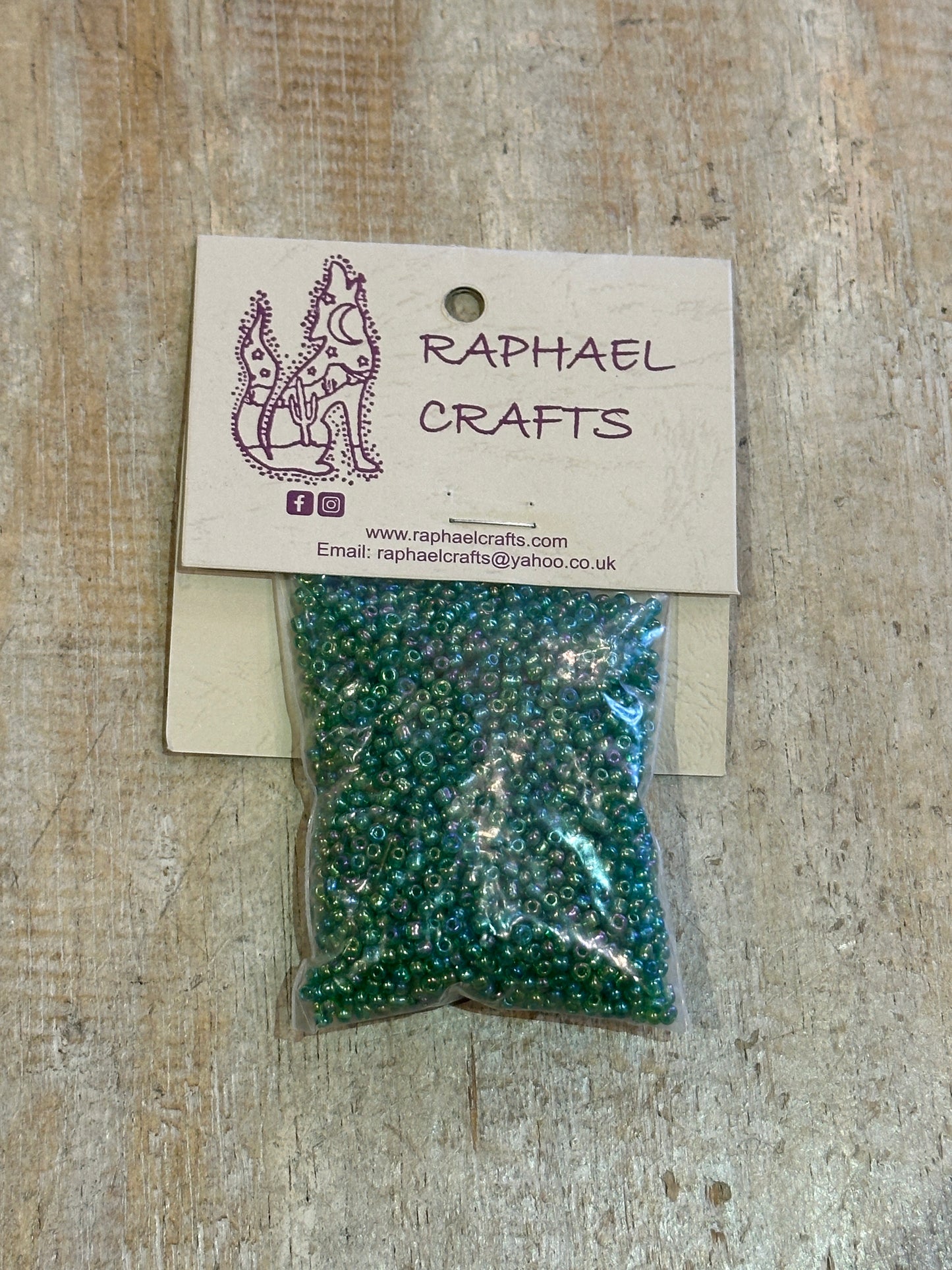 Glass Seed Beads Green AB Size 8 50g