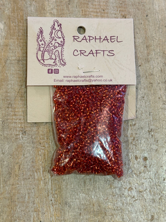 Glass Seed Beads Reddy Orange Silver Lined Size 11 50g