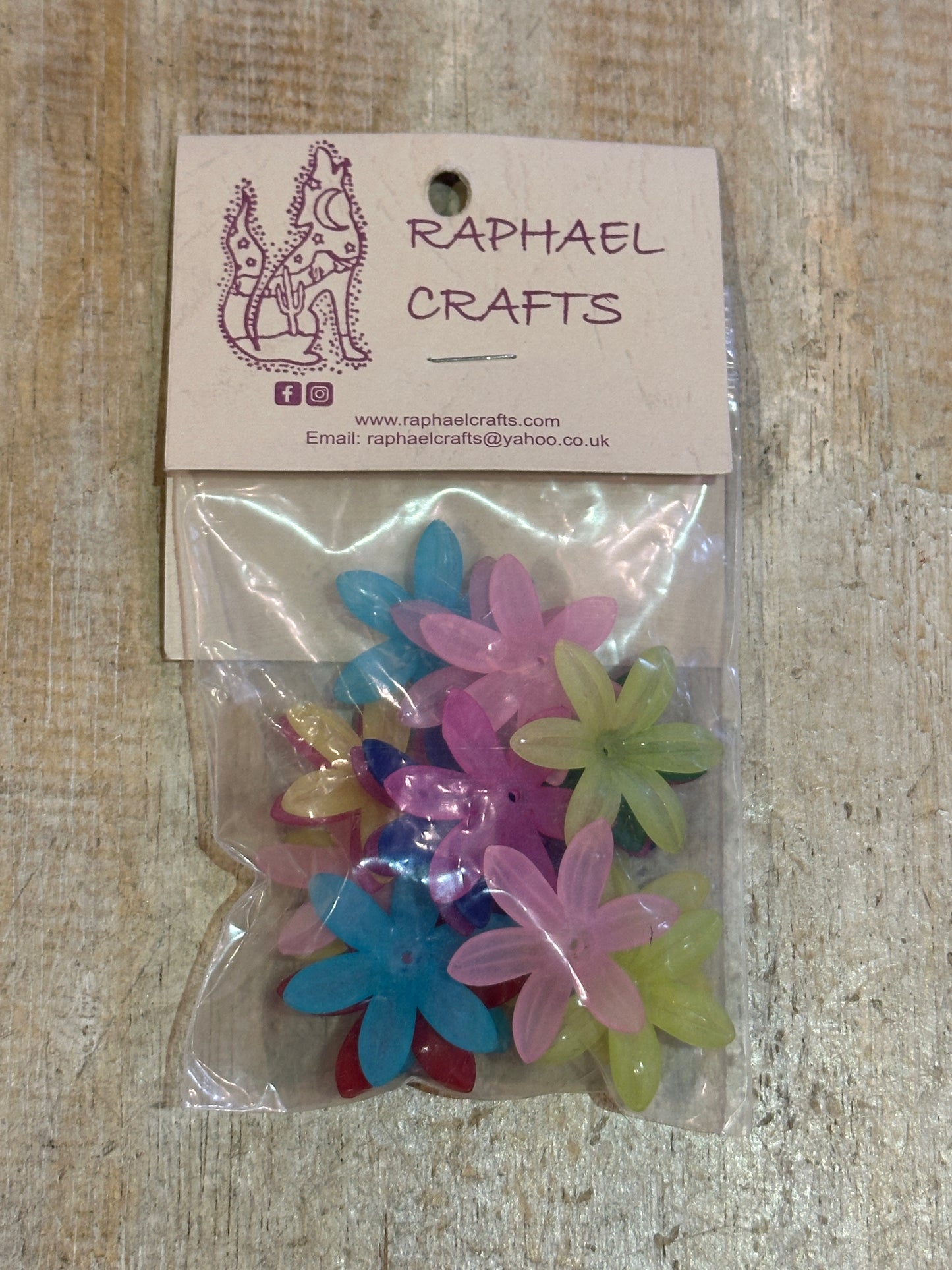 Lucite Beads Bright Coloured Large Petal Shaped Pack Of 20