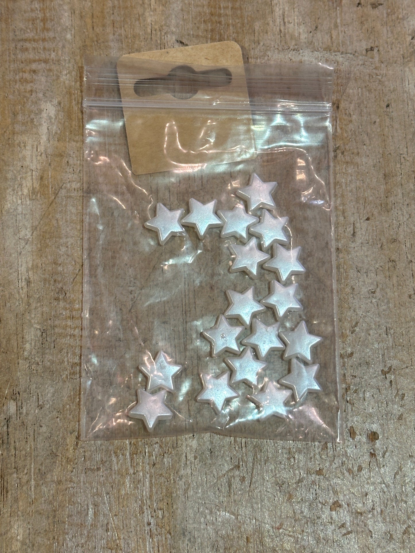 Lucite Beads Bright White Pearly Star Shaped Pack Of 20