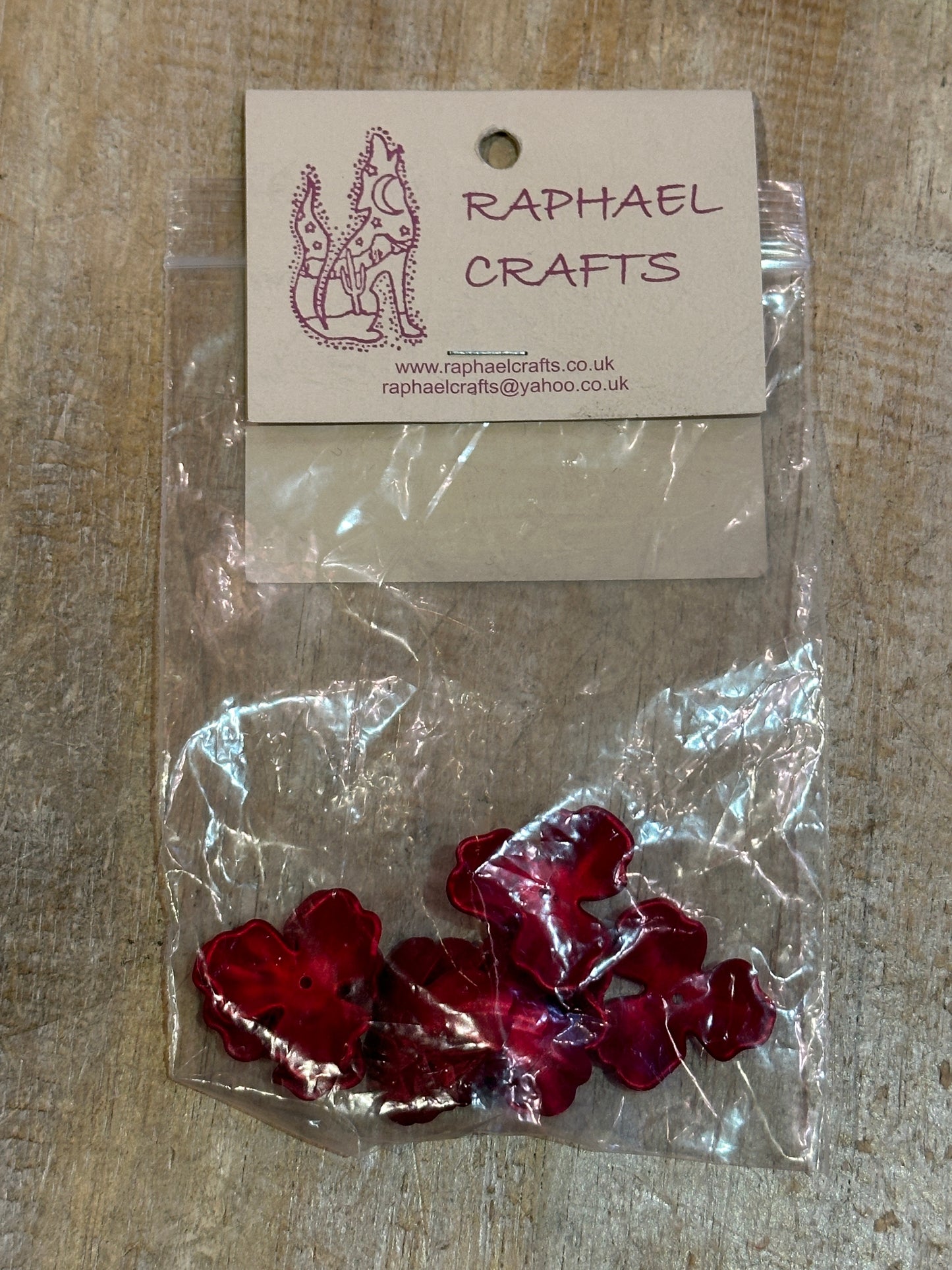 Lucite Beads Red Pearly Three Petal Flower Shaped Pack Of 20