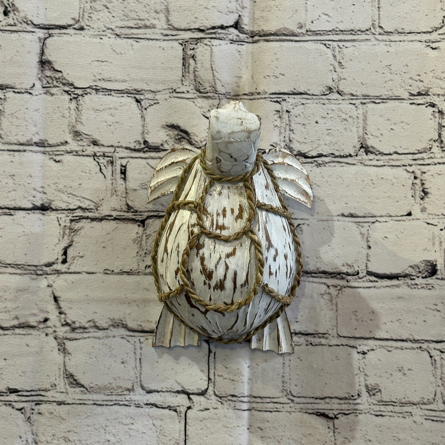 Plain White Folk Art Hand Painted Turtle Coconut Shell Ornaments Hanging Decor