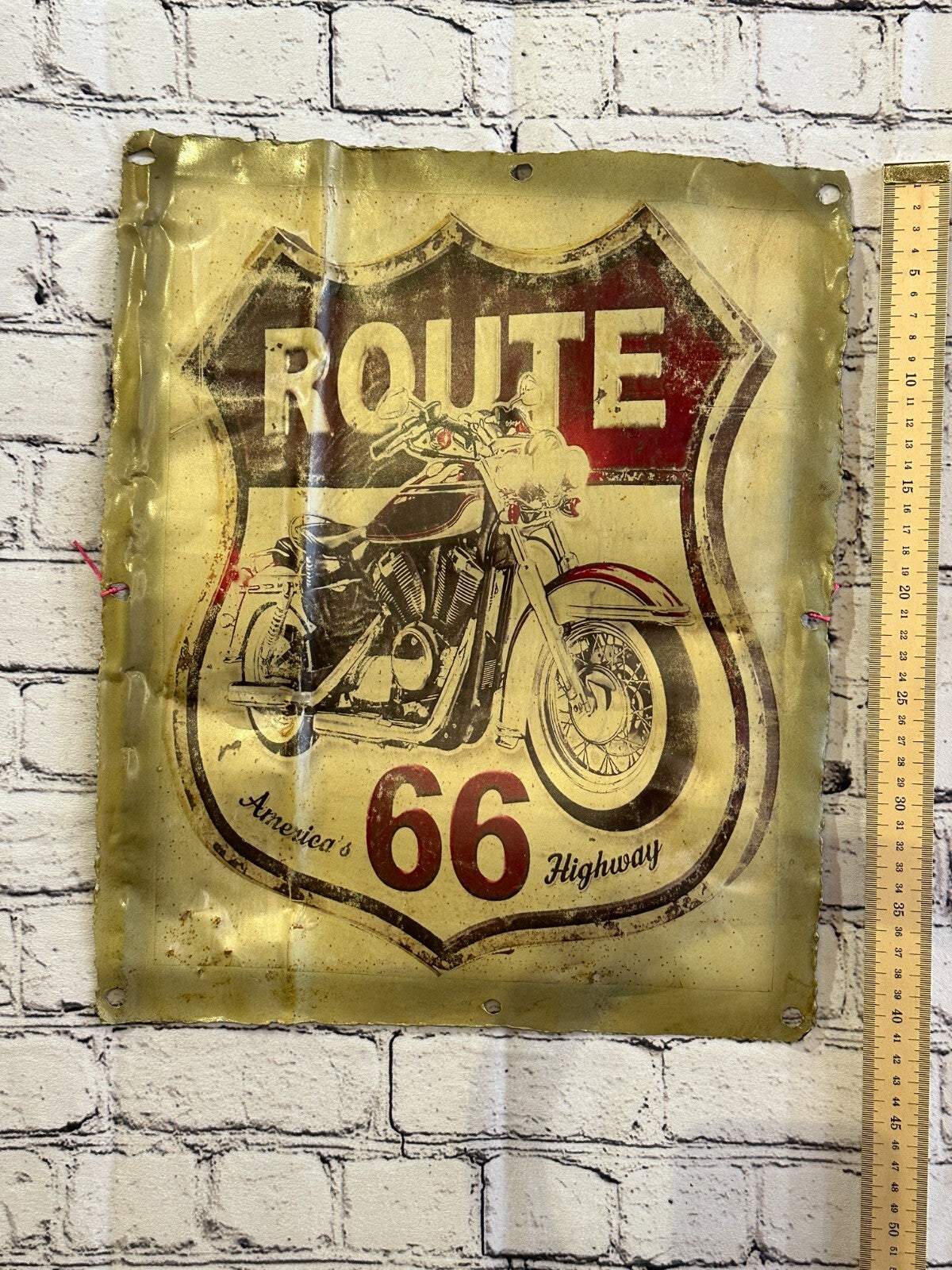 Route 66 Motorbike Poster Advert Wall Plaque 42cm x 36cm Vintage Retro Tin Sign