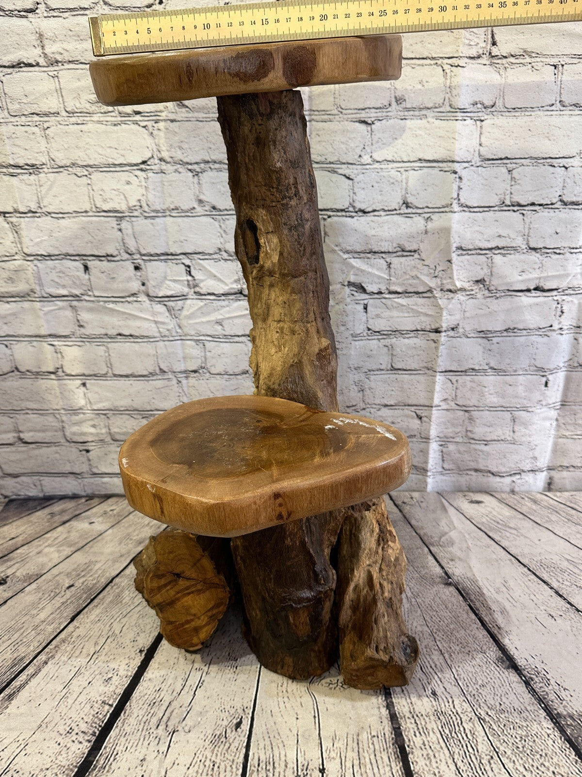 60cm x 25cm Double Teak Root Wood Mushroom Coffee Table Side Home Furniture