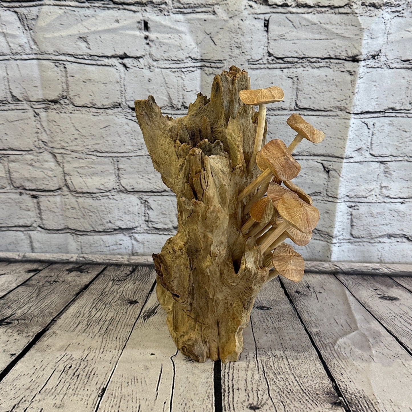 30cm Tall Mushrooms Cluster Parasite Ornament Natural Carving Fairtrade Wooden